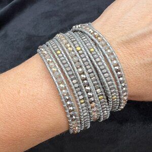 Nakamol Multi-Strand Magnetic Closure Wrap Bracelet, Silver & Gold, Crystal